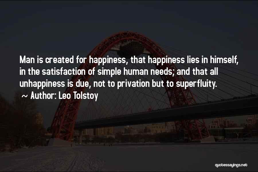 Leo Tolstoy Quotes: Man Is Created For Happiness, That Happiness Lies In Himself, In The Satisfaction Of Simple Human Needs; And That All