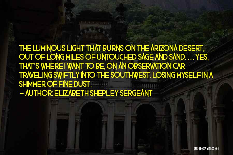 Elizabeth Shepley Sergeant Quotes: The Luminous Light That Burns On The Arizona Desert, Out Of Long Miles Of Untouched Sage And Sand. . .