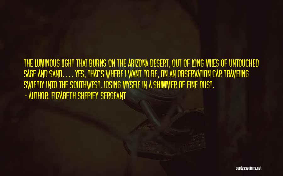 Elizabeth Shepley Sergeant Quotes: The Luminous Light That Burns On The Arizona Desert, Out Of Long Miles Of Untouched Sage And Sand. . .