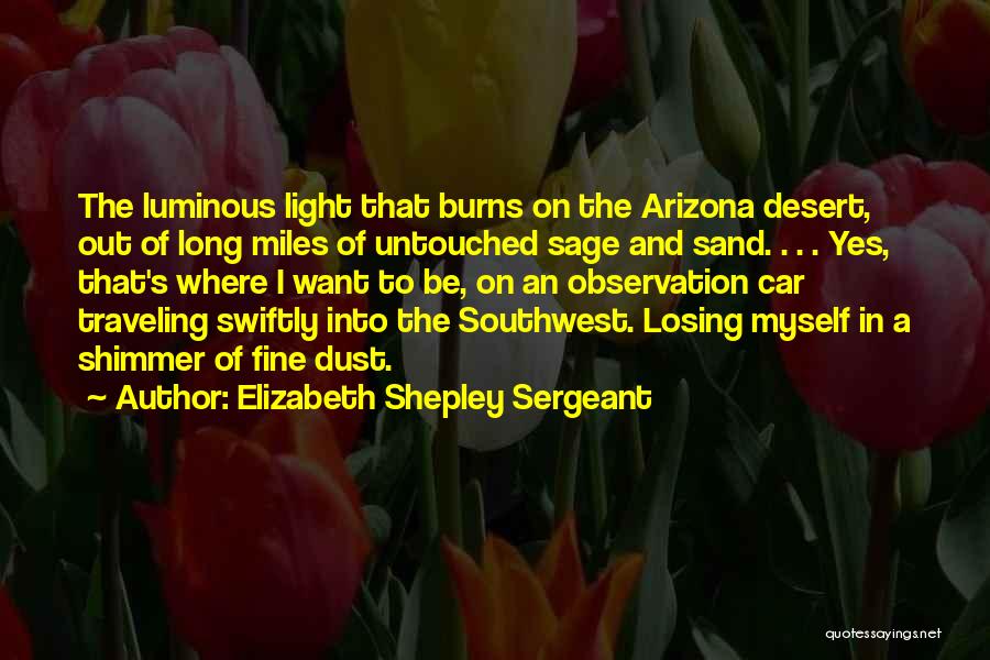 Elizabeth Shepley Sergeant Quotes: The Luminous Light That Burns On The Arizona Desert, Out Of Long Miles Of Untouched Sage And Sand. . .