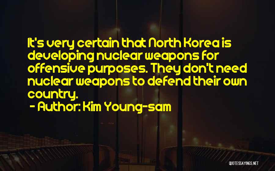 Kim Young-sam Quotes: It's Very Certain That North Korea Is Developing Nuclear Weapons For Offensive Purposes. They Don't Need Nuclear Weapons To Defend