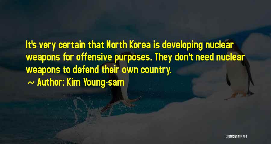 Kim Young-sam Quotes: It's Very Certain That North Korea Is Developing Nuclear Weapons For Offensive Purposes. They Don't Need Nuclear Weapons To Defend