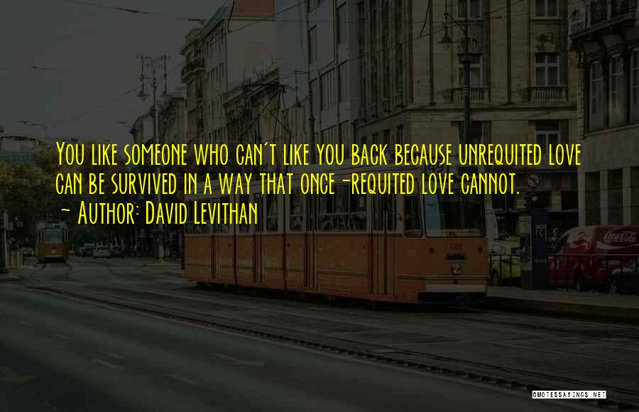 David Levithan Quotes: You Like Someone Who Can't Like You Back Because Unrequited Love Can Be Survived In A Way That Once-requited Love