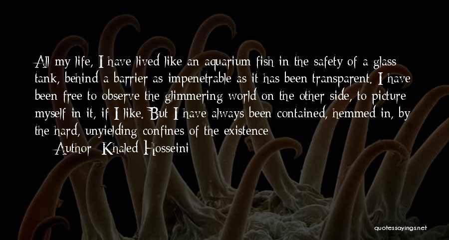 Khaled Hosseini Quotes: All My Life, I Have Lived Like An Aquarium Fish In The Safety Of A Glass Tank, Behind A Barrier