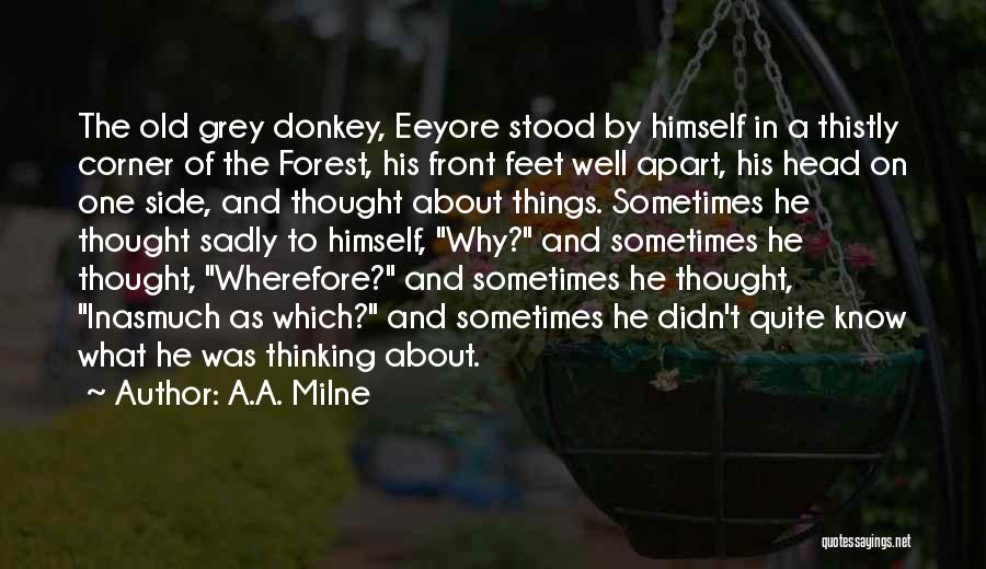 A.A. Milne Quotes: The Old Grey Donkey, Eeyore Stood By Himself In A Thistly Corner Of The Forest, His Front Feet Well Apart,