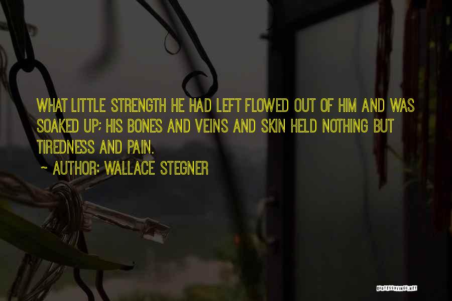 Wallace Stegner Quotes: What Little Strength He Had Left Flowed Out Of Him And Was Soaked Up; His Bones And Veins And Skin