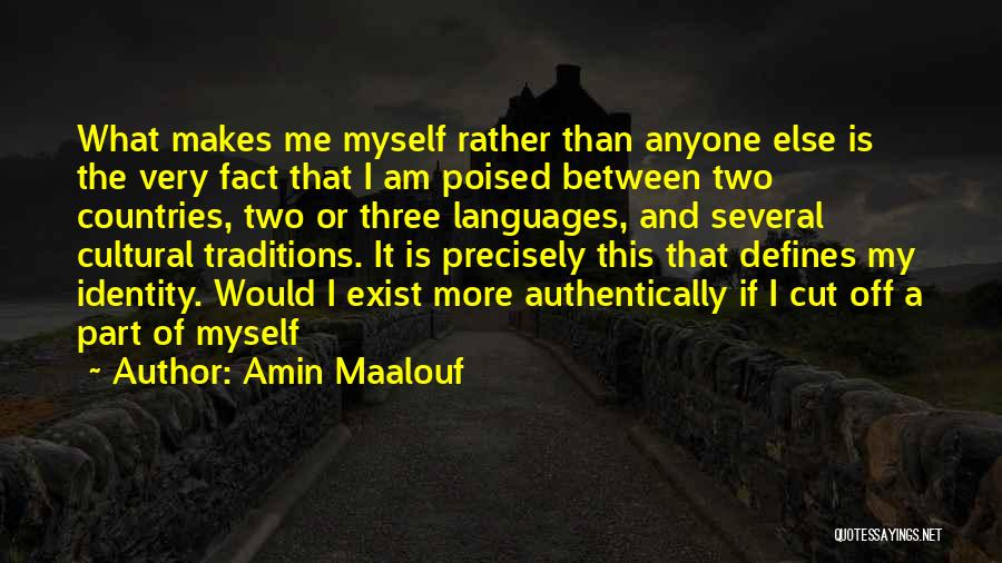 Amin Maalouf Quotes: What Makes Me Myself Rather Than Anyone Else Is The Very Fact That I Am Poised Between Two Countries, Two