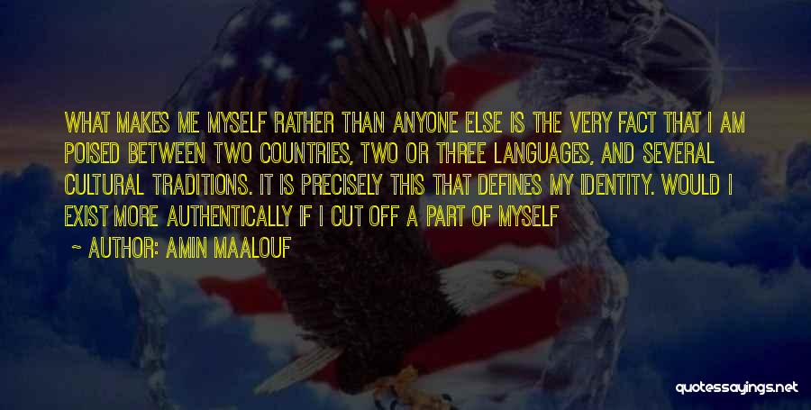 Amin Maalouf Quotes: What Makes Me Myself Rather Than Anyone Else Is The Very Fact That I Am Poised Between Two Countries, Two