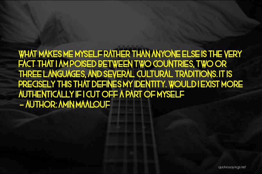 Amin Maalouf Quotes: What Makes Me Myself Rather Than Anyone Else Is The Very Fact That I Am Poised Between Two Countries, Two