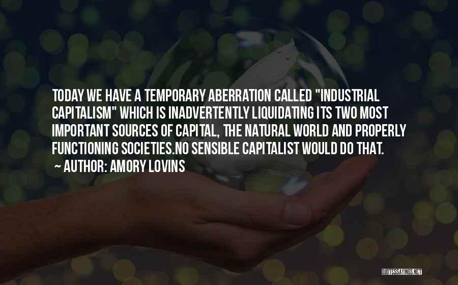 Amory Lovins Quotes: Today We Have A Temporary Aberration Called Industrial Capitalism Which Is Inadvertently Liquidating Its Two Most Important Sources Of Capital,