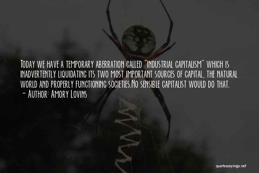 Amory Lovins Quotes: Today We Have A Temporary Aberration Called Industrial Capitalism Which Is Inadvertently Liquidating Its Two Most Important Sources Of Capital,