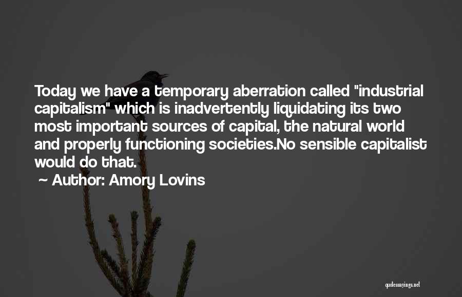 Amory Lovins Quotes: Today We Have A Temporary Aberration Called Industrial Capitalism Which Is Inadvertently Liquidating Its Two Most Important Sources Of Capital,