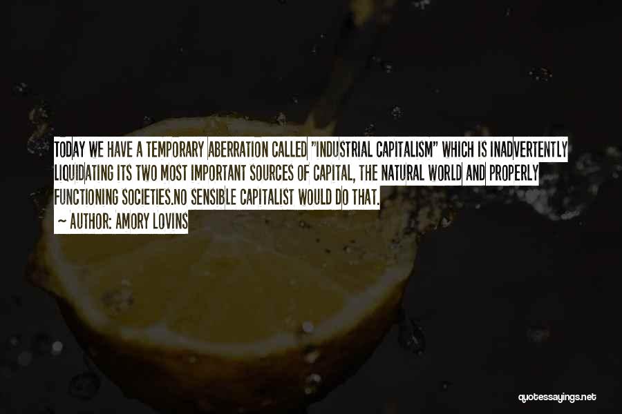 Amory Lovins Quotes: Today We Have A Temporary Aberration Called Industrial Capitalism Which Is Inadvertently Liquidating Its Two Most Important Sources Of Capital,