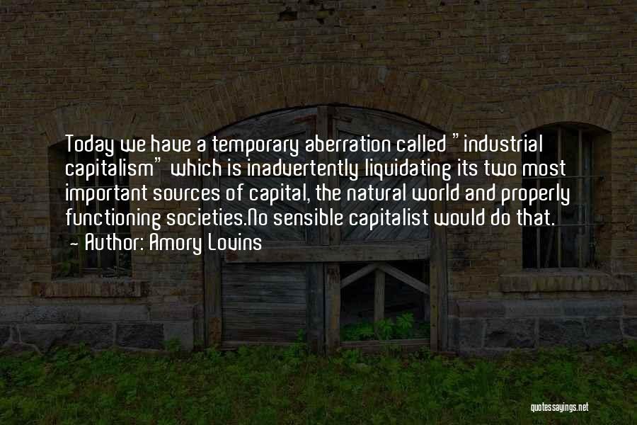 Amory Lovins Quotes: Today We Have A Temporary Aberration Called Industrial Capitalism Which Is Inadvertently Liquidating Its Two Most Important Sources Of Capital,