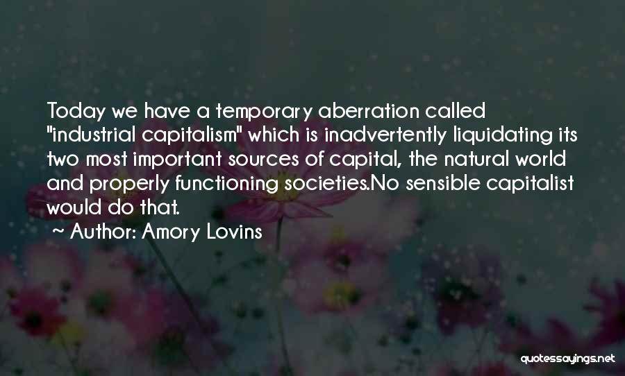 Amory Lovins Quotes: Today We Have A Temporary Aberration Called Industrial Capitalism Which Is Inadvertently Liquidating Its Two Most Important Sources Of Capital,