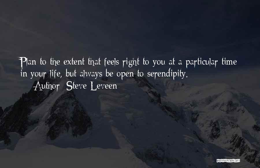 Steve Leveen Quotes: Plan To The Extent That Feels Right To You At A Particular Time In Your Life, But Always Be Open