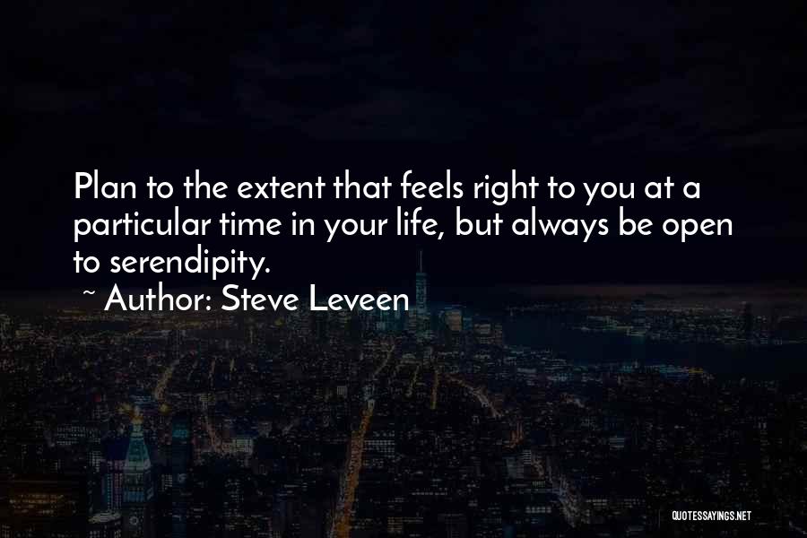 Steve Leveen Quotes: Plan To The Extent That Feels Right To You At A Particular Time In Your Life, But Always Be Open