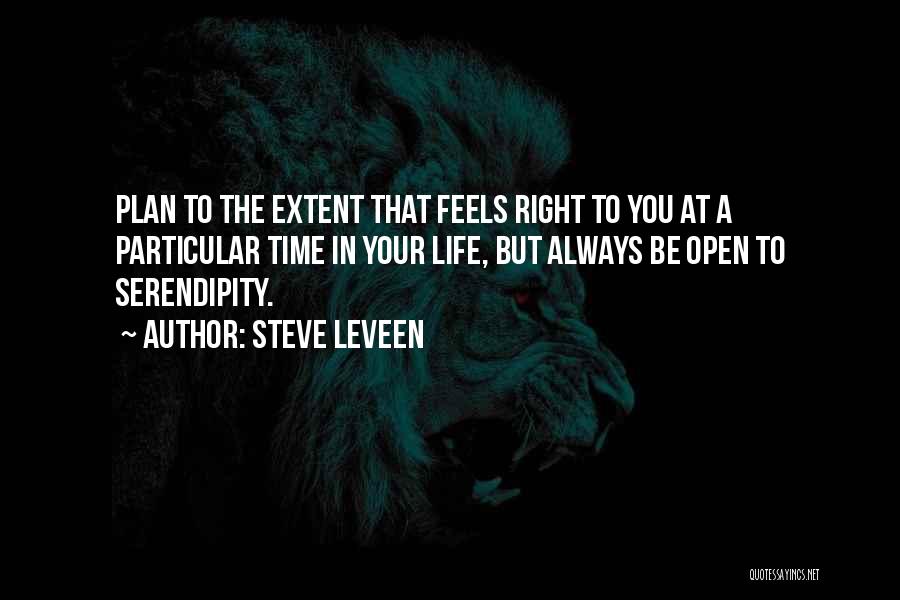 Steve Leveen Quotes: Plan To The Extent That Feels Right To You At A Particular Time In Your Life, But Always Be Open