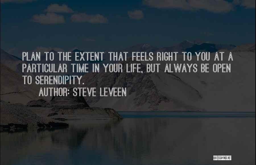 Steve Leveen Quotes: Plan To The Extent That Feels Right To You At A Particular Time In Your Life, But Always Be Open