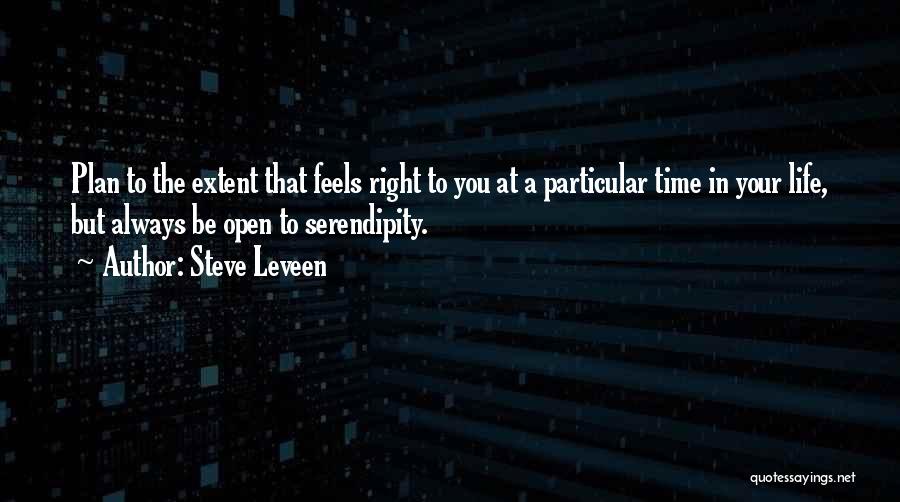 Steve Leveen Quotes: Plan To The Extent That Feels Right To You At A Particular Time In Your Life, But Always Be Open