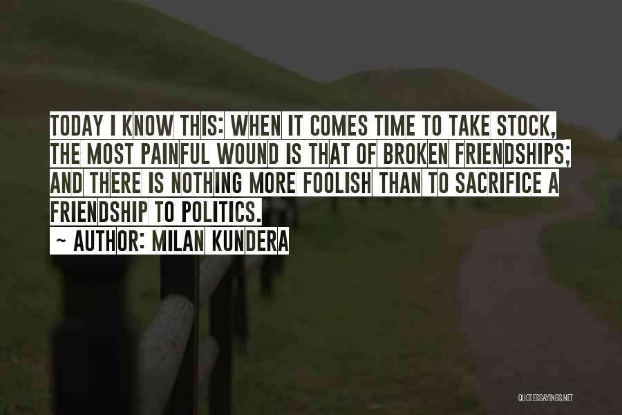 Milan Kundera Quotes: Today I Know This: When It Comes Time To Take Stock, The Most Painful Wound Is That Of Broken Friendships;