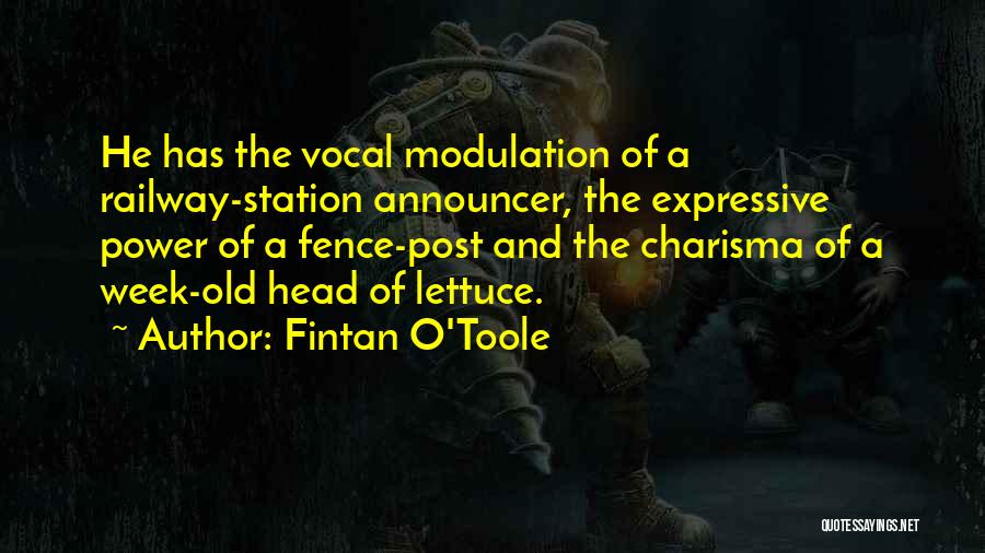 Fintan O'Toole Quotes: He Has The Vocal Modulation Of A Railway-station Announcer, The Expressive Power Of A Fence-post And The Charisma Of A