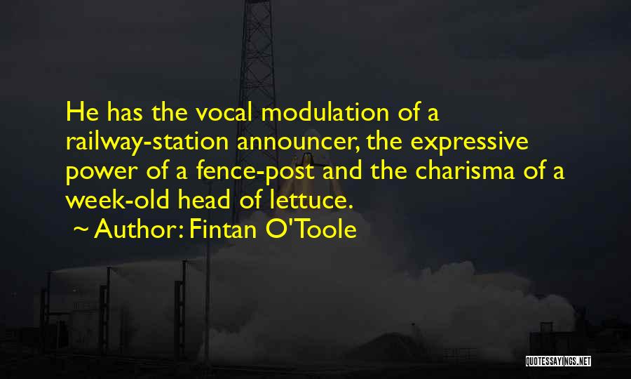 Fintan O'Toole Quotes: He Has The Vocal Modulation Of A Railway-station Announcer, The Expressive Power Of A Fence-post And The Charisma Of A