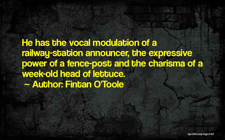 Fintan O'Toole Quotes: He Has The Vocal Modulation Of A Railway-station Announcer, The Expressive Power Of A Fence-post And The Charisma Of A