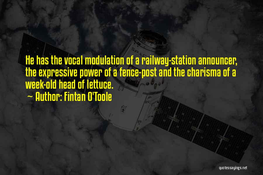 Fintan O'Toole Quotes: He Has The Vocal Modulation Of A Railway-station Announcer, The Expressive Power Of A Fence-post And The Charisma Of A