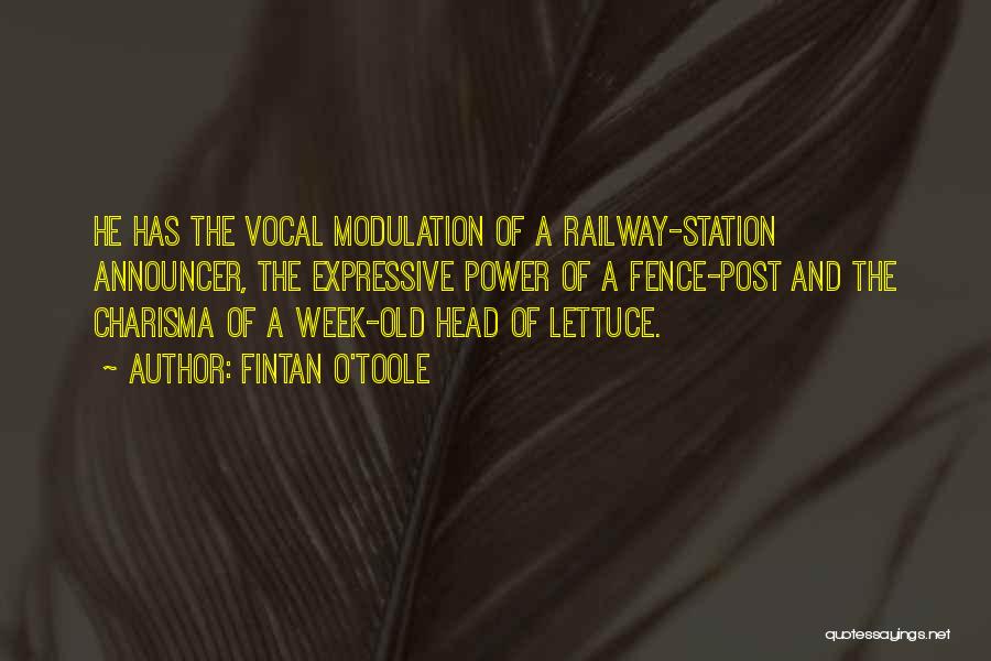 Fintan O'Toole Quotes: He Has The Vocal Modulation Of A Railway-station Announcer, The Expressive Power Of A Fence-post And The Charisma Of A