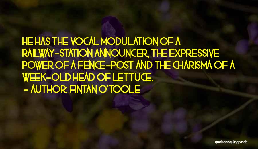 Fintan O'Toole Quotes: He Has The Vocal Modulation Of A Railway-station Announcer, The Expressive Power Of A Fence-post And The Charisma Of A