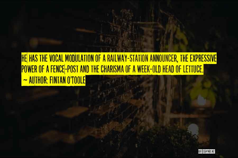 Fintan O'Toole Quotes: He Has The Vocal Modulation Of A Railway-station Announcer, The Expressive Power Of A Fence-post And The Charisma Of A