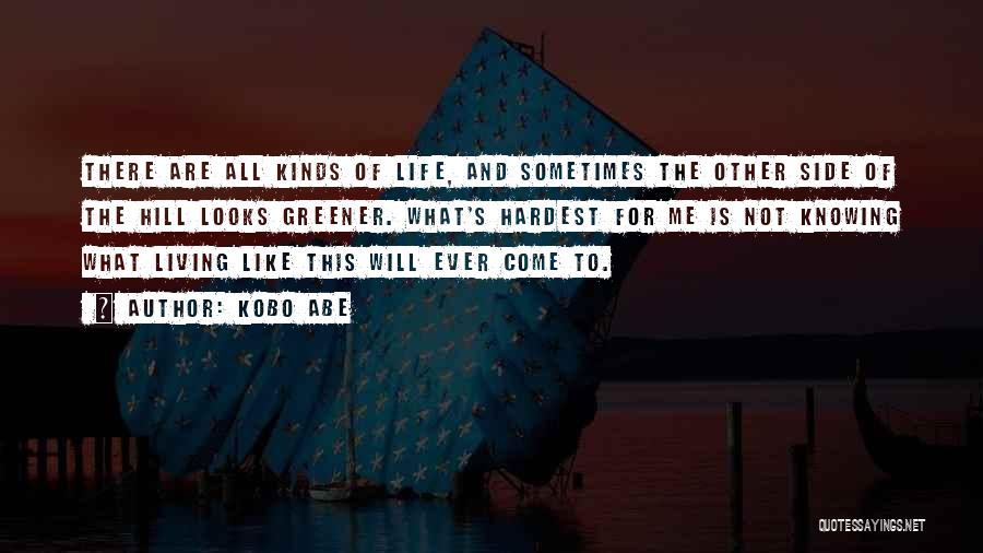 Kobo Abe Quotes: There Are All Kinds Of Life, And Sometimes The Other Side Of The Hill Looks Greener. What's Hardest For Me