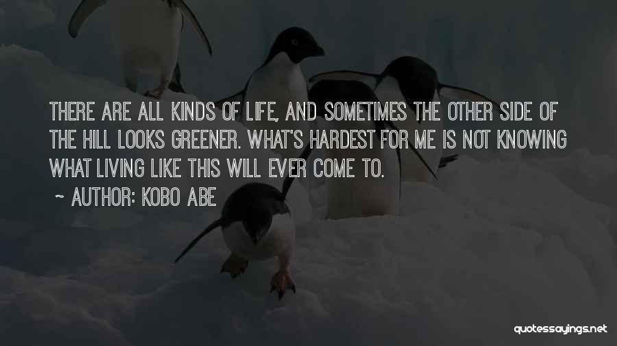 Kobo Abe Quotes: There Are All Kinds Of Life, And Sometimes The Other Side Of The Hill Looks Greener. What's Hardest For Me