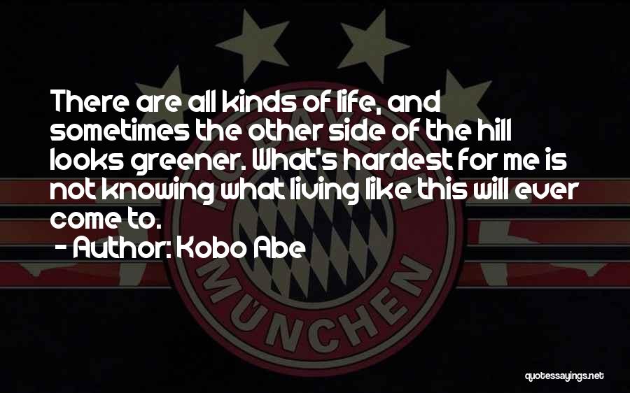 Kobo Abe Quotes: There Are All Kinds Of Life, And Sometimes The Other Side Of The Hill Looks Greener. What's Hardest For Me