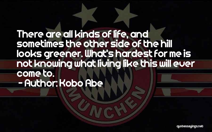 Kobo Abe Quotes: There Are All Kinds Of Life, And Sometimes The Other Side Of The Hill Looks Greener. What's Hardest For Me