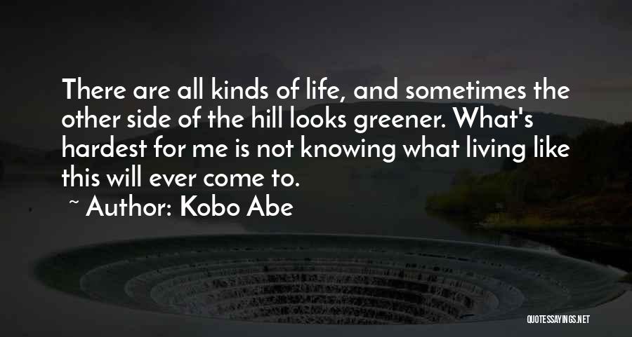 Kobo Abe Quotes: There Are All Kinds Of Life, And Sometimes The Other Side Of The Hill Looks Greener. What's Hardest For Me