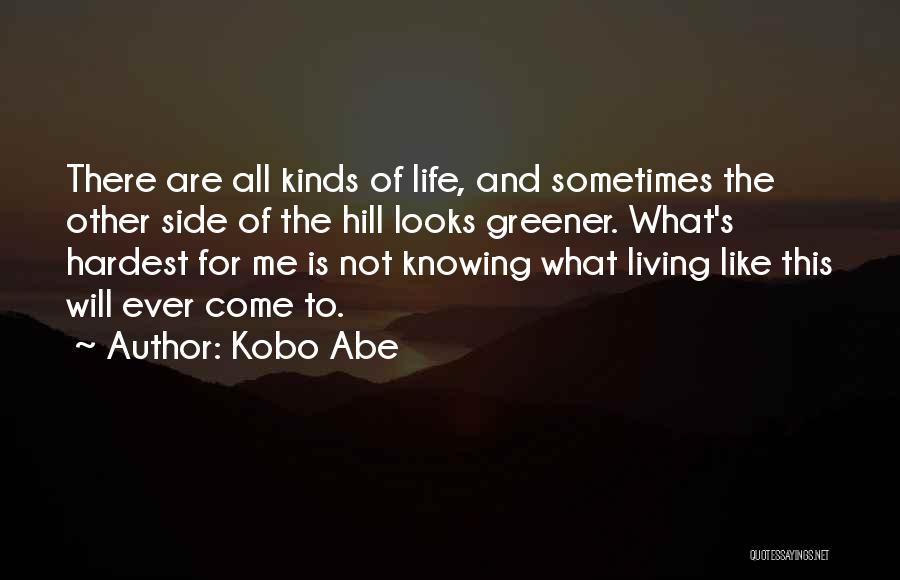 Kobo Abe Quotes: There Are All Kinds Of Life, And Sometimes The Other Side Of The Hill Looks Greener. What's Hardest For Me