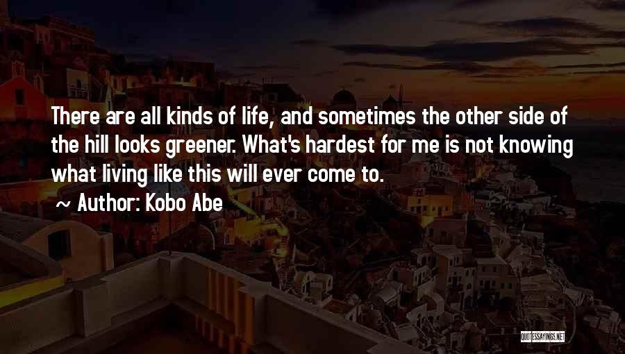 Kobo Abe Quotes: There Are All Kinds Of Life, And Sometimes The Other Side Of The Hill Looks Greener. What's Hardest For Me