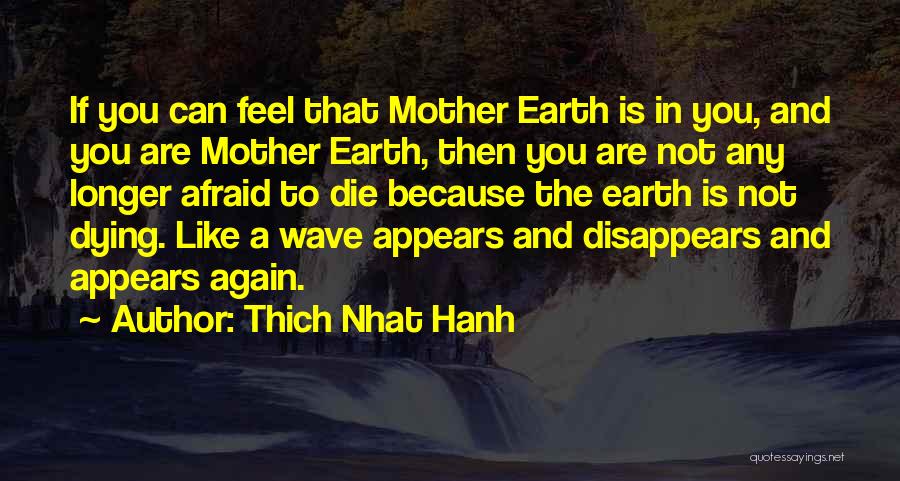 Thich Nhat Hanh Quotes: If You Can Feel That Mother Earth Is In You, And You Are Mother Earth, Then You Are Not Any