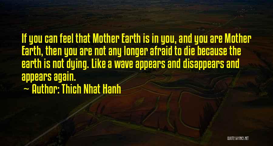 Thich Nhat Hanh Quotes: If You Can Feel That Mother Earth Is In You, And You Are Mother Earth, Then You Are Not Any