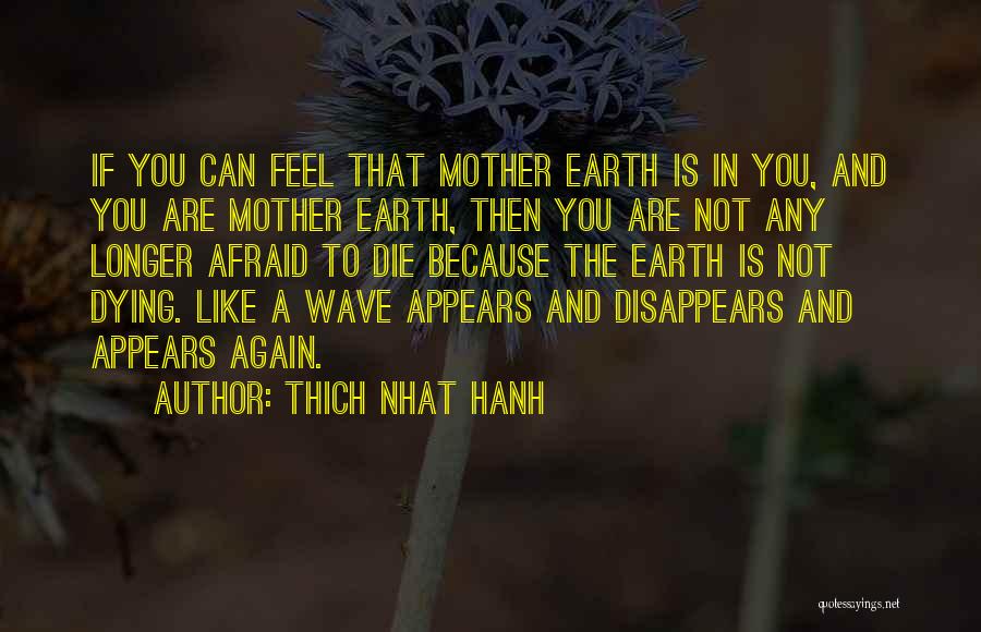 Thich Nhat Hanh Quotes: If You Can Feel That Mother Earth Is In You, And You Are Mother Earth, Then You Are Not Any