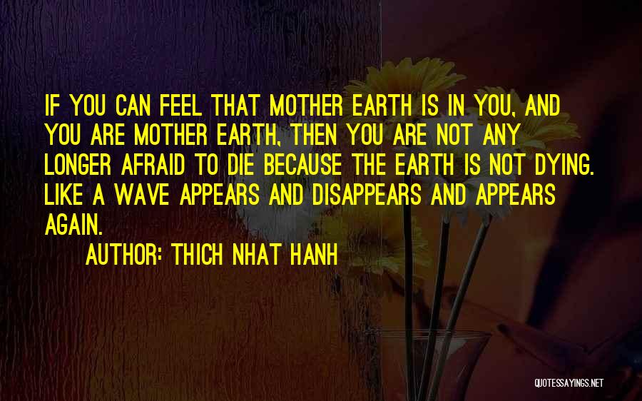 Thich Nhat Hanh Quotes: If You Can Feel That Mother Earth Is In You, And You Are Mother Earth, Then You Are Not Any