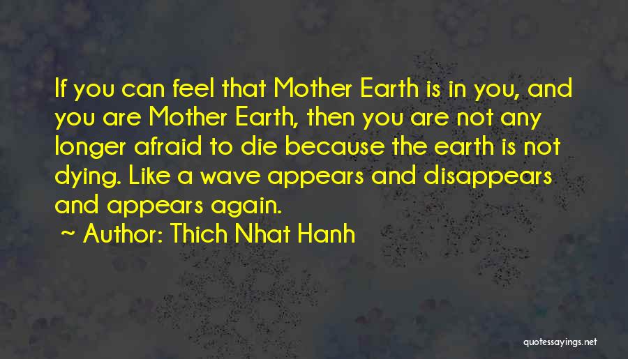 Thich Nhat Hanh Quotes: If You Can Feel That Mother Earth Is In You, And You Are Mother Earth, Then You Are Not Any