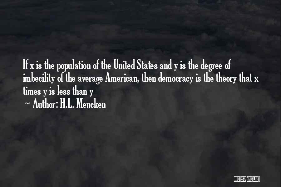 H.L. Mencken Quotes: If X Is The Population Of The United States And Y Is The Degree Of Imbecility Of The Average American,