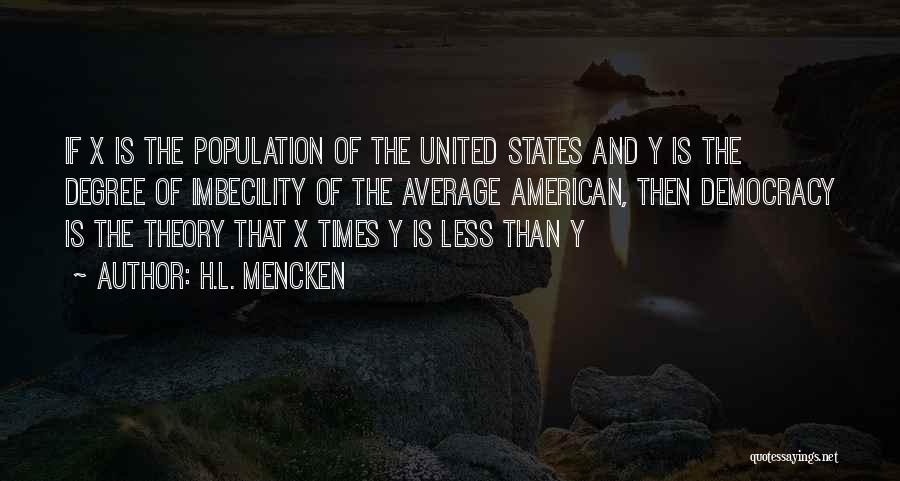 H.L. Mencken Quotes: If X Is The Population Of The United States And Y Is The Degree Of Imbecility Of The Average American,