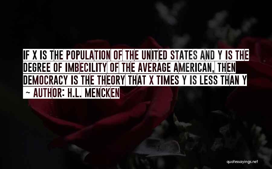 H.L. Mencken Quotes: If X Is The Population Of The United States And Y Is The Degree Of Imbecility Of The Average American,