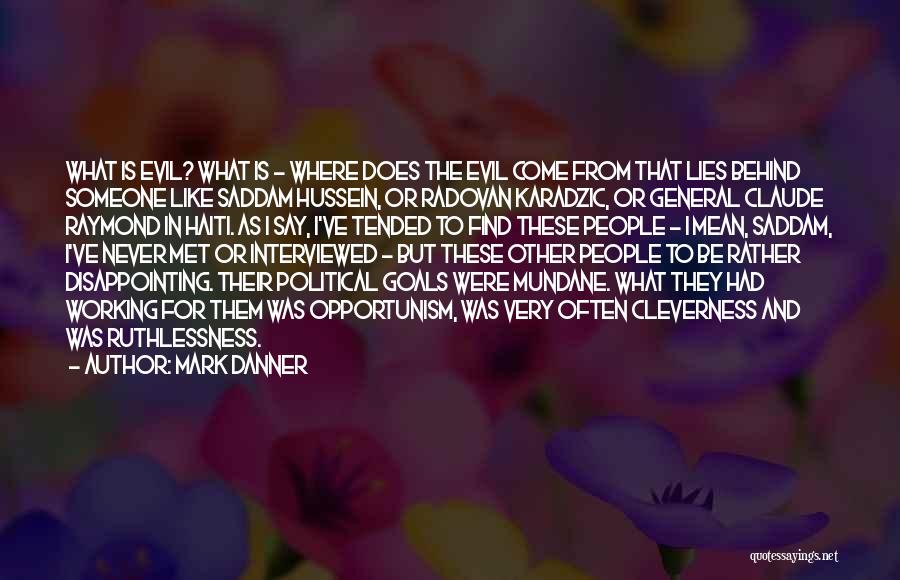 Mark Danner Quotes: What Is Evil? What Is - Where Does The Evil Come From That Lies Behind Someone Like Saddam Hussein, Or