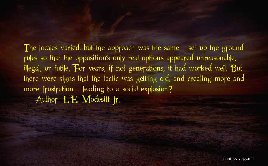 L.E. Modesitt Jr. Quotes: The Locales Varied, But The Approach Was The Same - Set Up The Ground Rules So That The Opposition's Only
