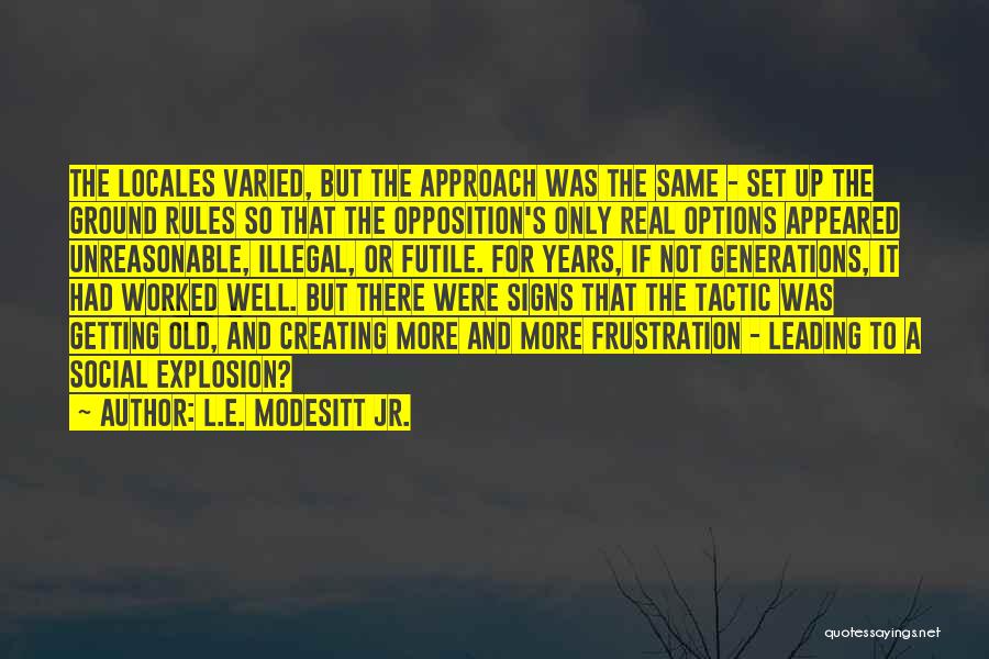 L.E. Modesitt Jr. Quotes: The Locales Varied, But The Approach Was The Same - Set Up The Ground Rules So That The Opposition's Only